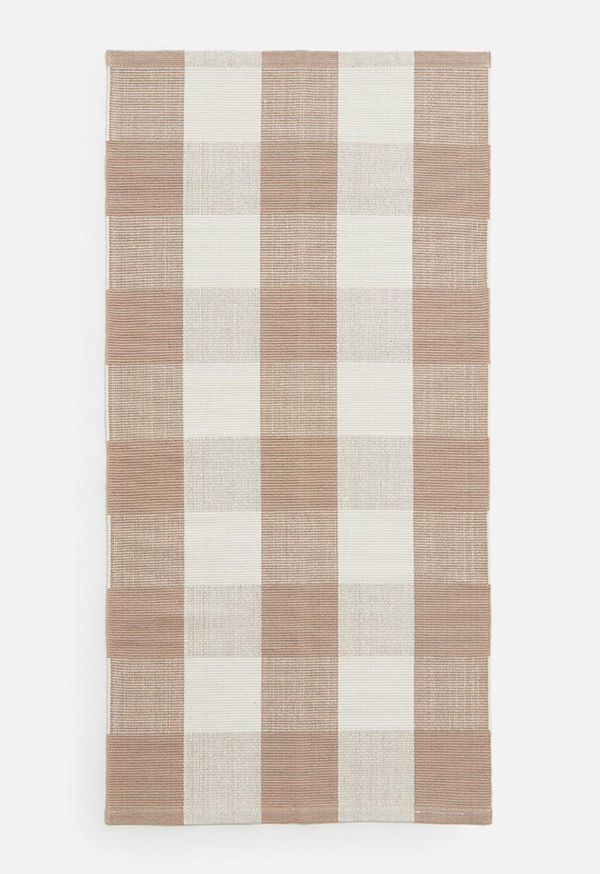 H&M - Checked flat weave runner rug - beige plaid