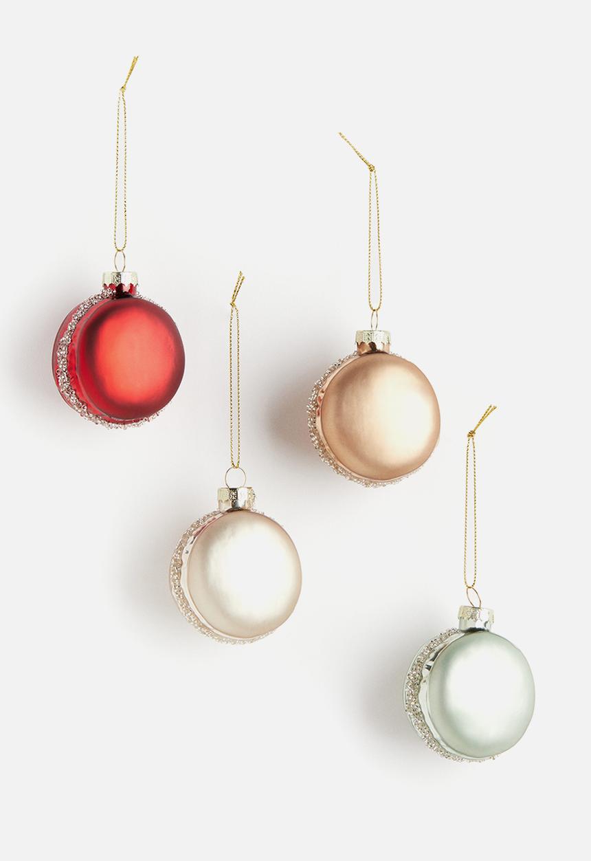 H&M - 4-Pack macaroon christmas decorations - Dark red light green