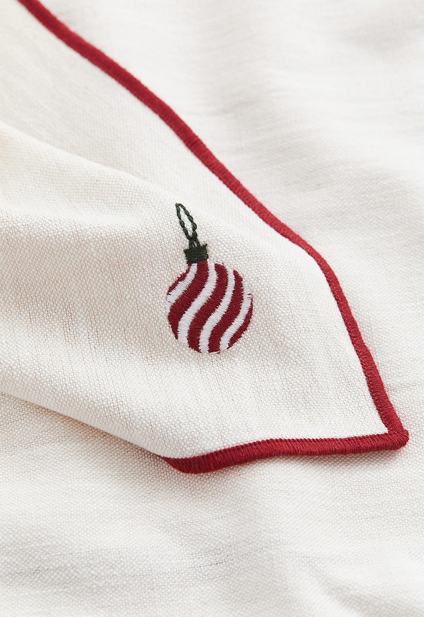 H&M - 4-Pack embroidered napkins - White Christmas tree