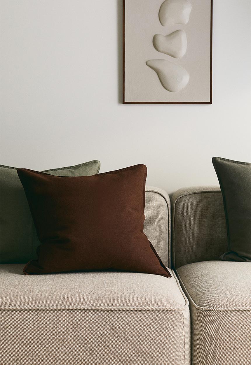 H&M - Linen-blend cushion cover - dark brown