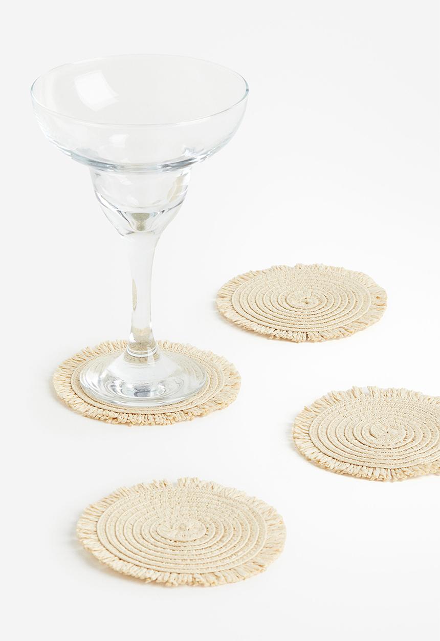 H&M - 4-Pack straw coasters - light beige