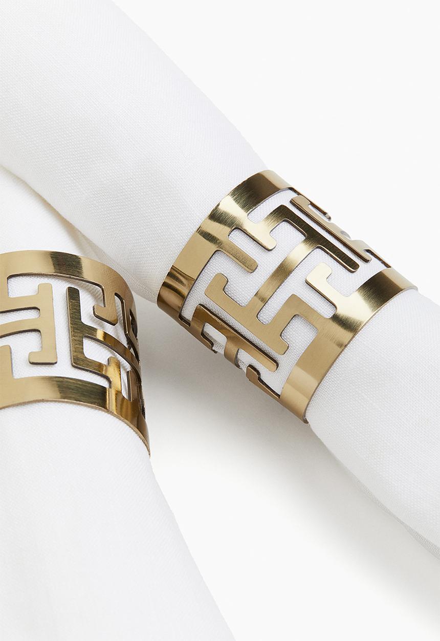 H&M - 2-Pack metal napkin rings - gold-coloured patterned 
