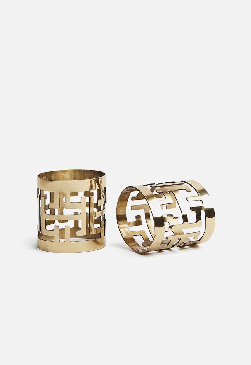 H&M - 2-Pack metal napkin rings - gold-coloured patterned 