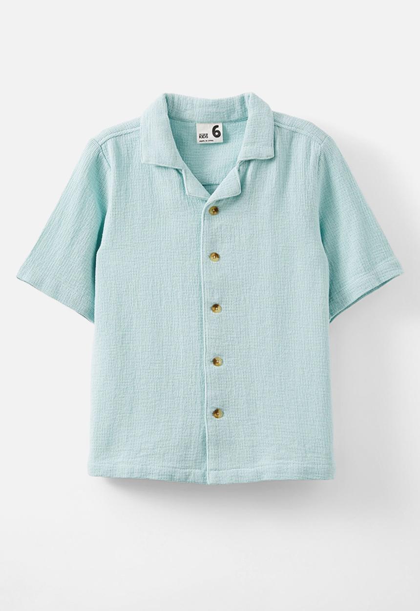 Cotton On - Cabana short sleeve shirt - barber blue/texture
