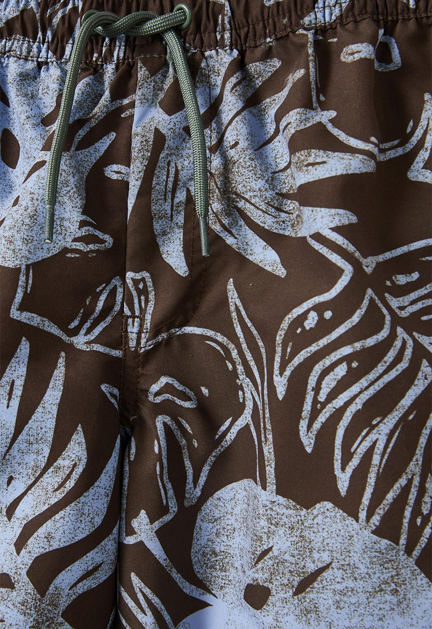 Cotton On - Bailey board short - hot choccy & dusk blue palm foliage