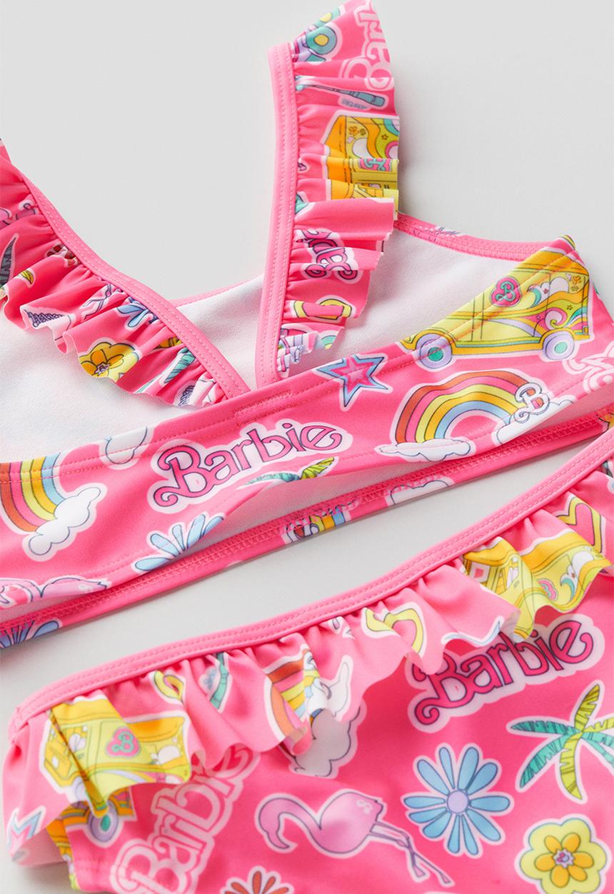 H&M - Flounced printed bikini - bright pink barbie