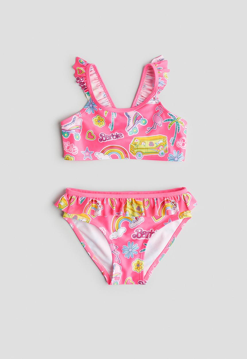 H&M - Flounced printed bikini - bright pink barbie