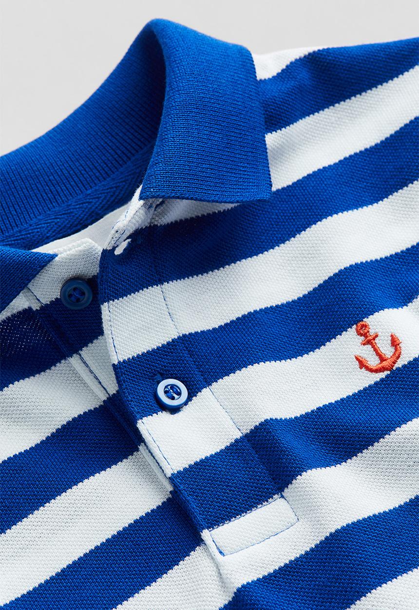 H&M - Cotton piqué polo shirt - bright blue & striped 