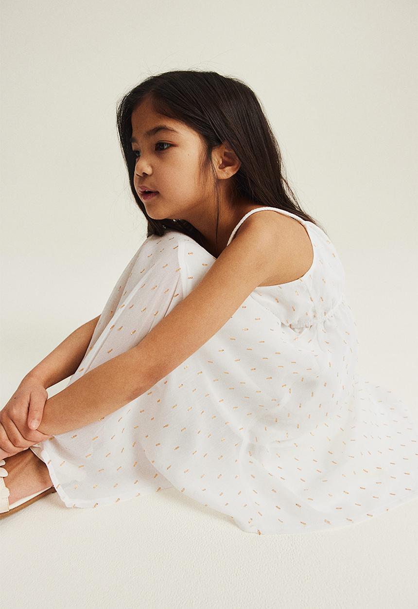 H&M - Asymmetric chiffon dress - white patterned 