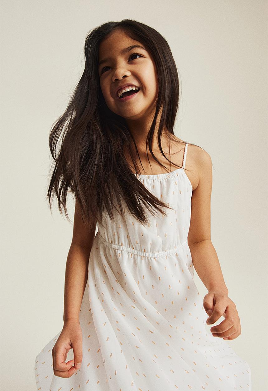 H&M - Asymmetric chiffon dress - white patterned 