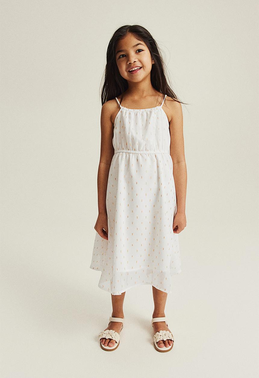 H&M - Asymmetric chiffon dress - white patterned 
