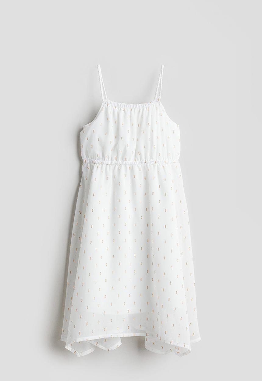 H&M - Asymmetric chiffon dress - white patterned 