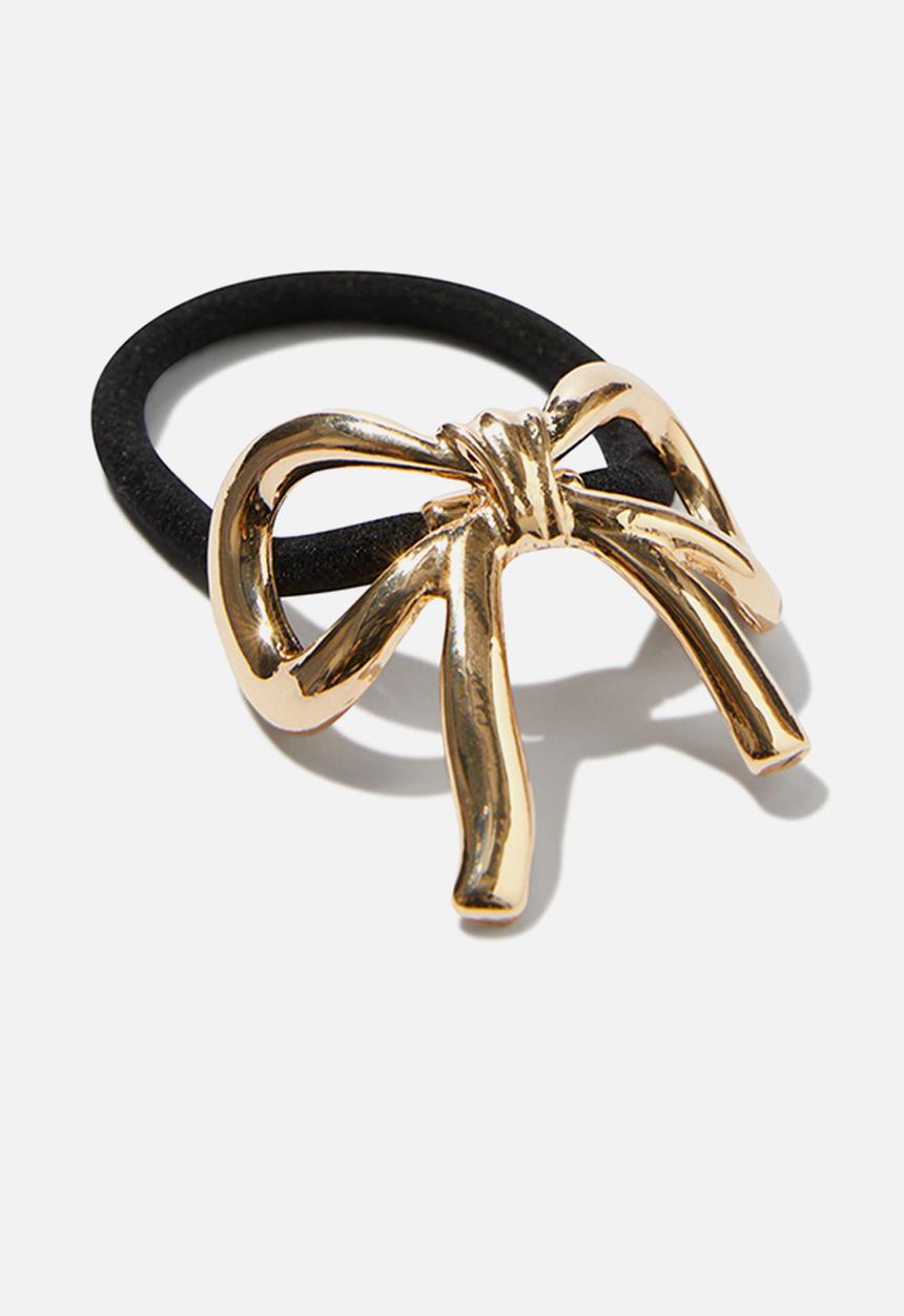 Rubi - Chunky metal hair tie - gold bow