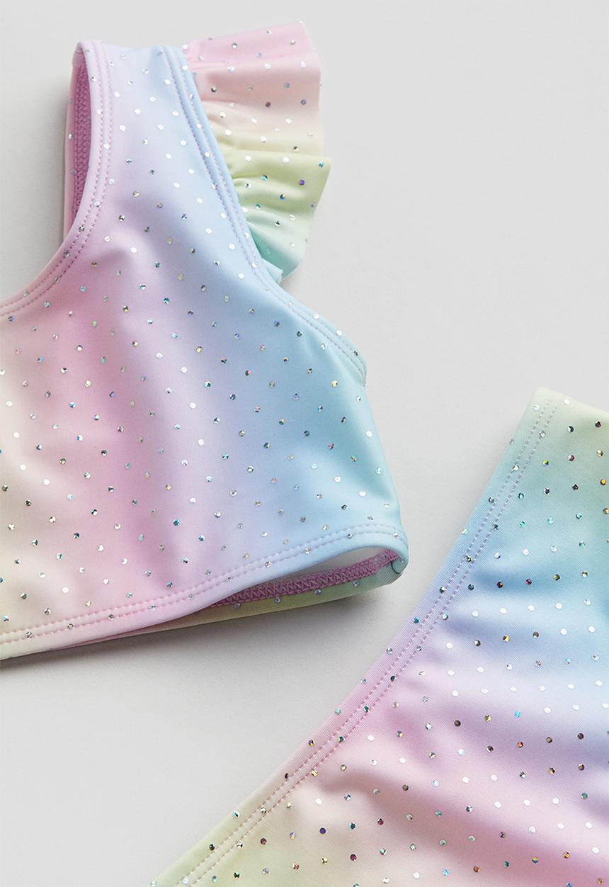 H&M - Flutter-sleeved bikini - light pink & light blue