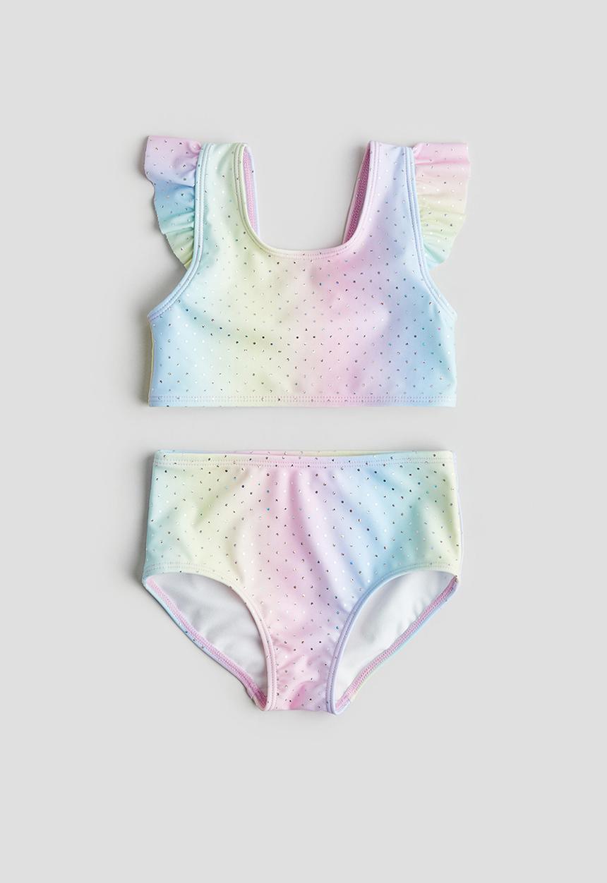 H&M - Flutter-sleeved bikini - light pink & light blue