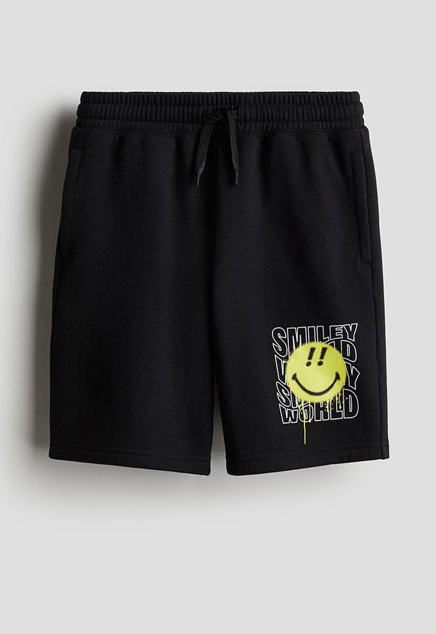 H&M - Print-motif sweatshorts - black smileyworld®