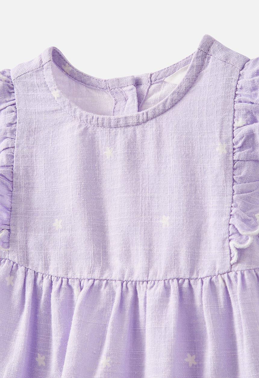 Cotton On - Bessy flutter sleeve top and short set - vintage lilac/ditsy flower