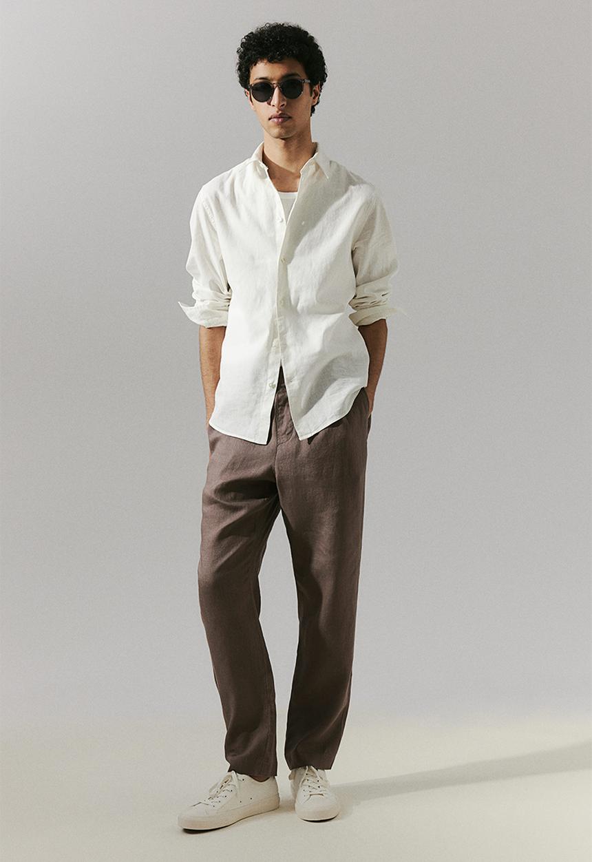 H&M - Regular fit linen trousers - dark beige