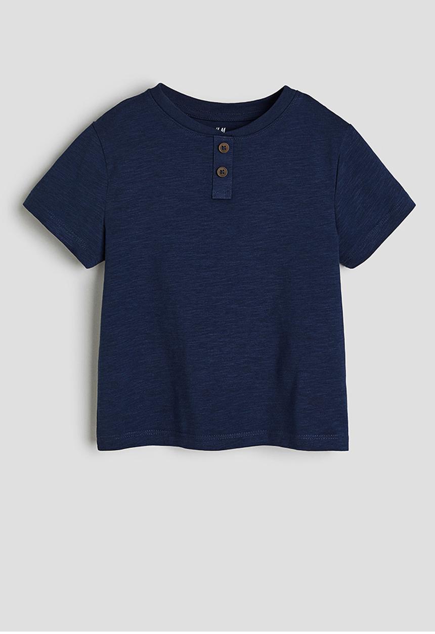 H&M - Cotton henley t-shirt - navy blue