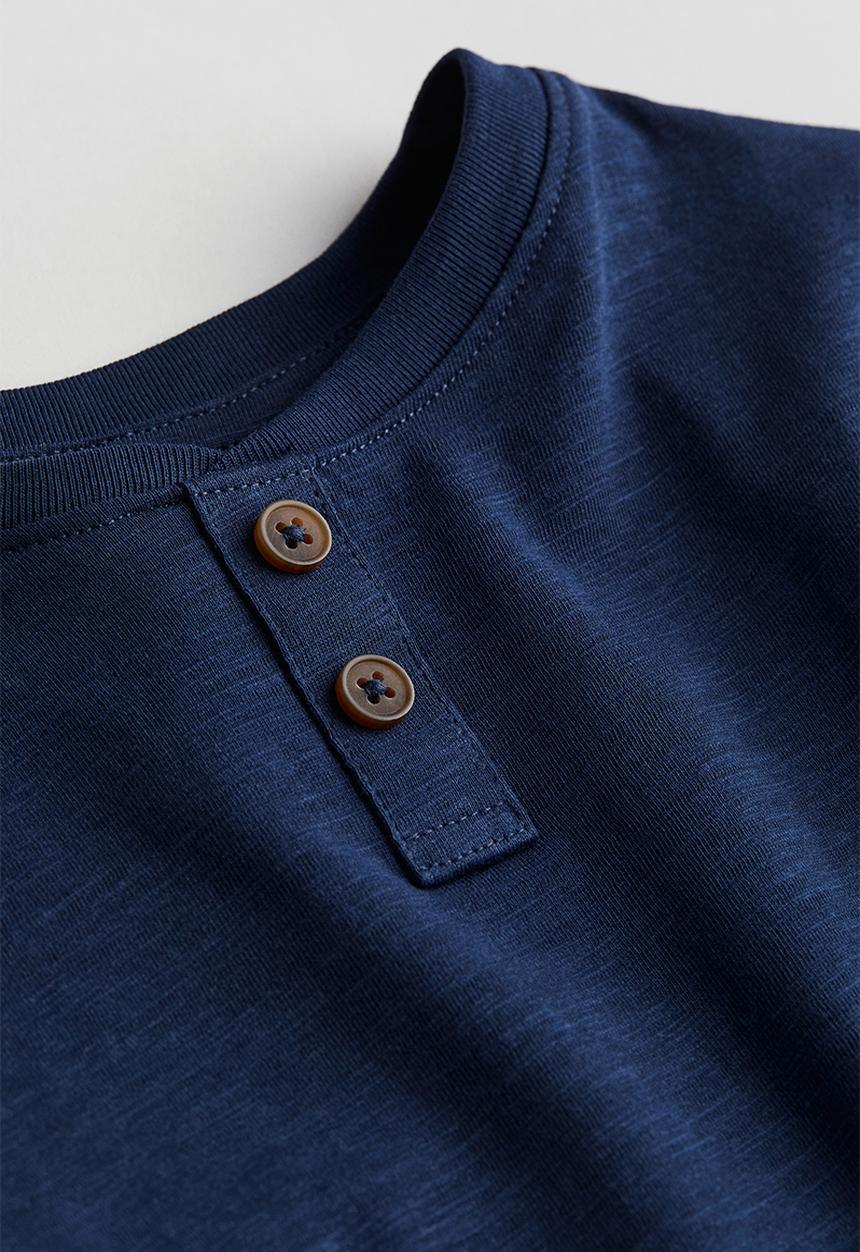H&M - Cotton henley t-shirt - navy blue