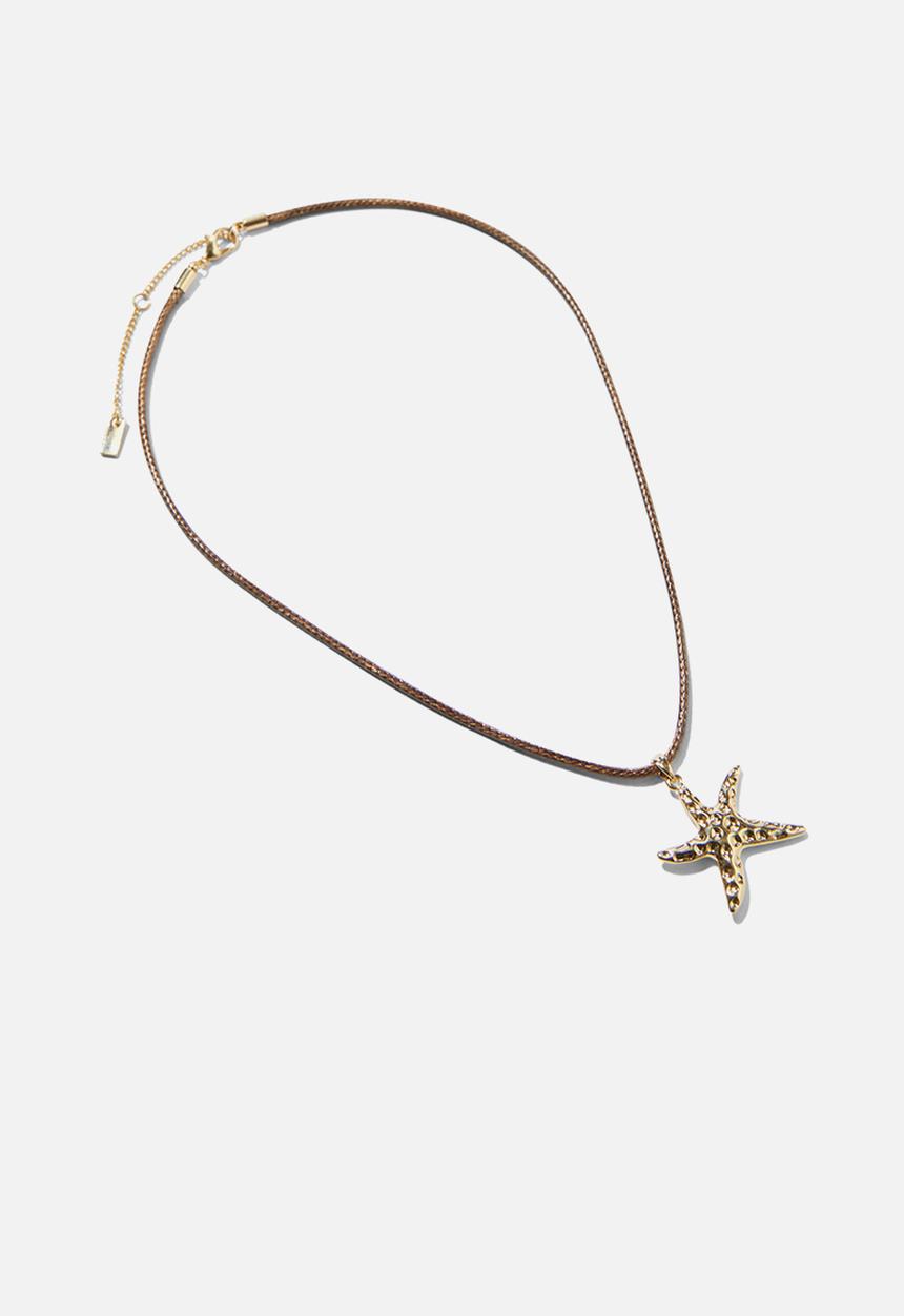 Rubi - Cord pendant necklace - up gold starfish