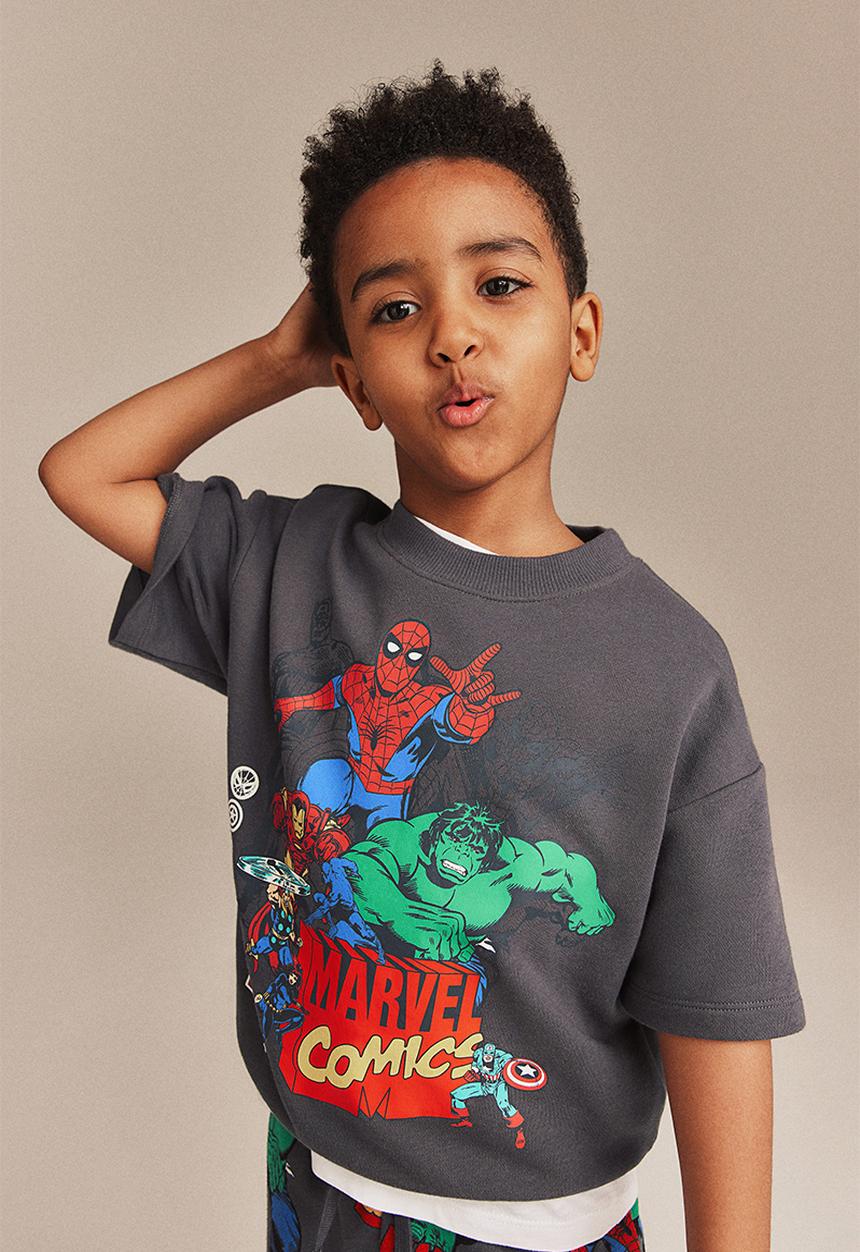 H&M - 2-Piece printed sweatshirt set - grey marvel comics 