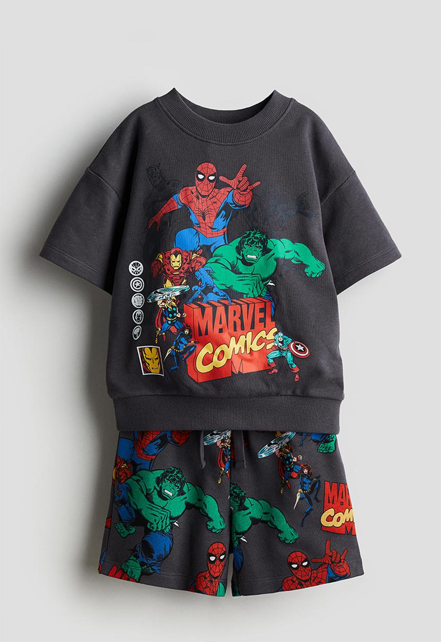 H&M - 2-Piece printed sweatshirt set - grey marvel comics 