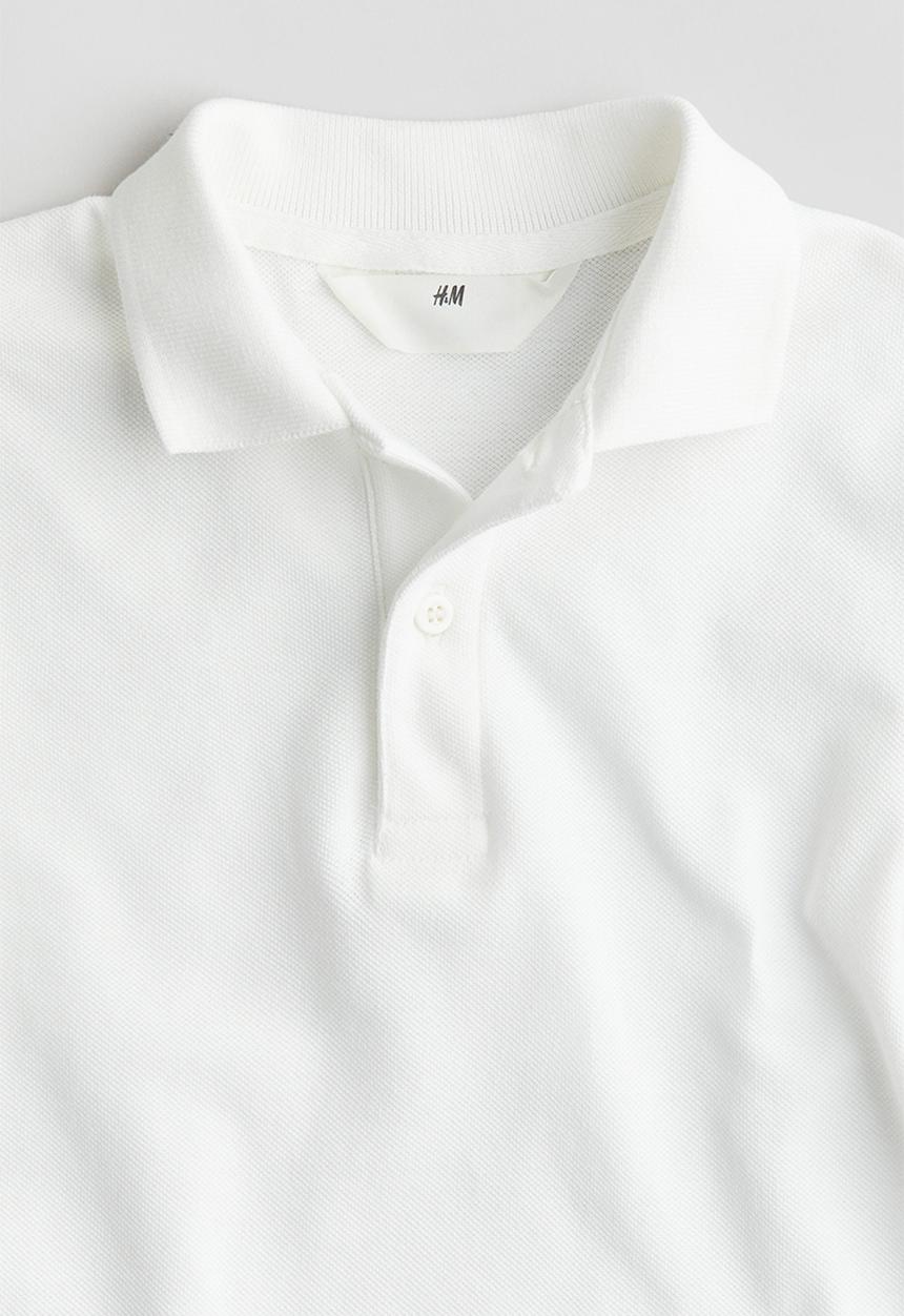 H&M - Cotton piqué polo shirt - white