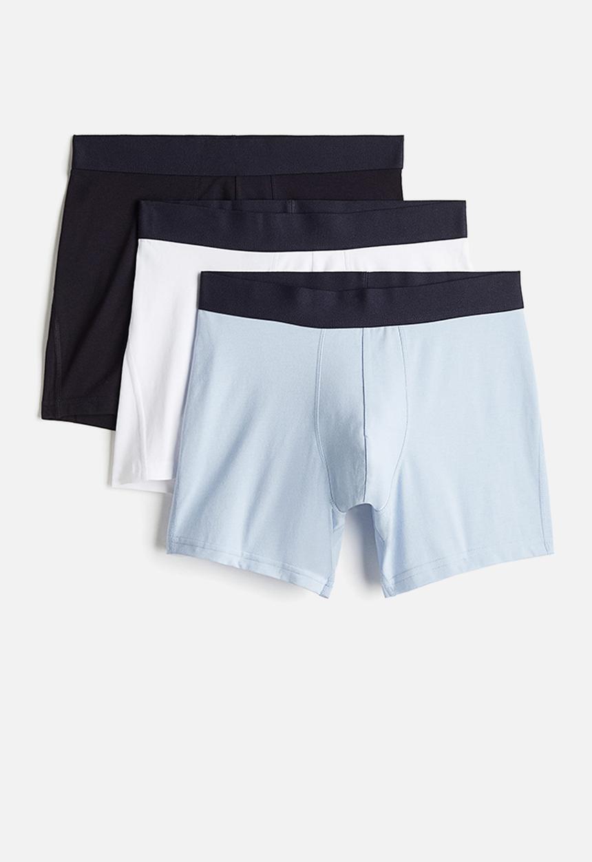 H&M - 3 pack xtra life™ mid trunks - white & light blue