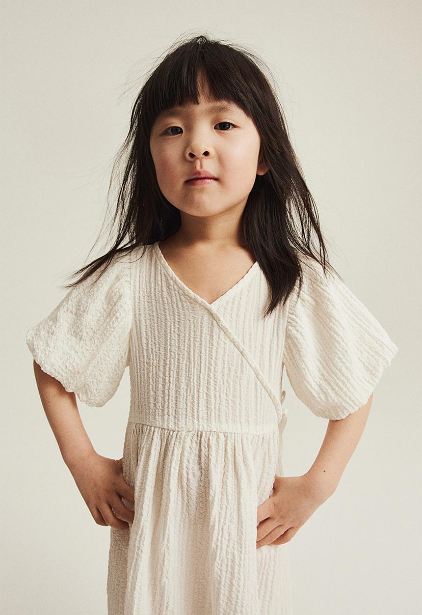 H&M - Puff-sleeved dress - white