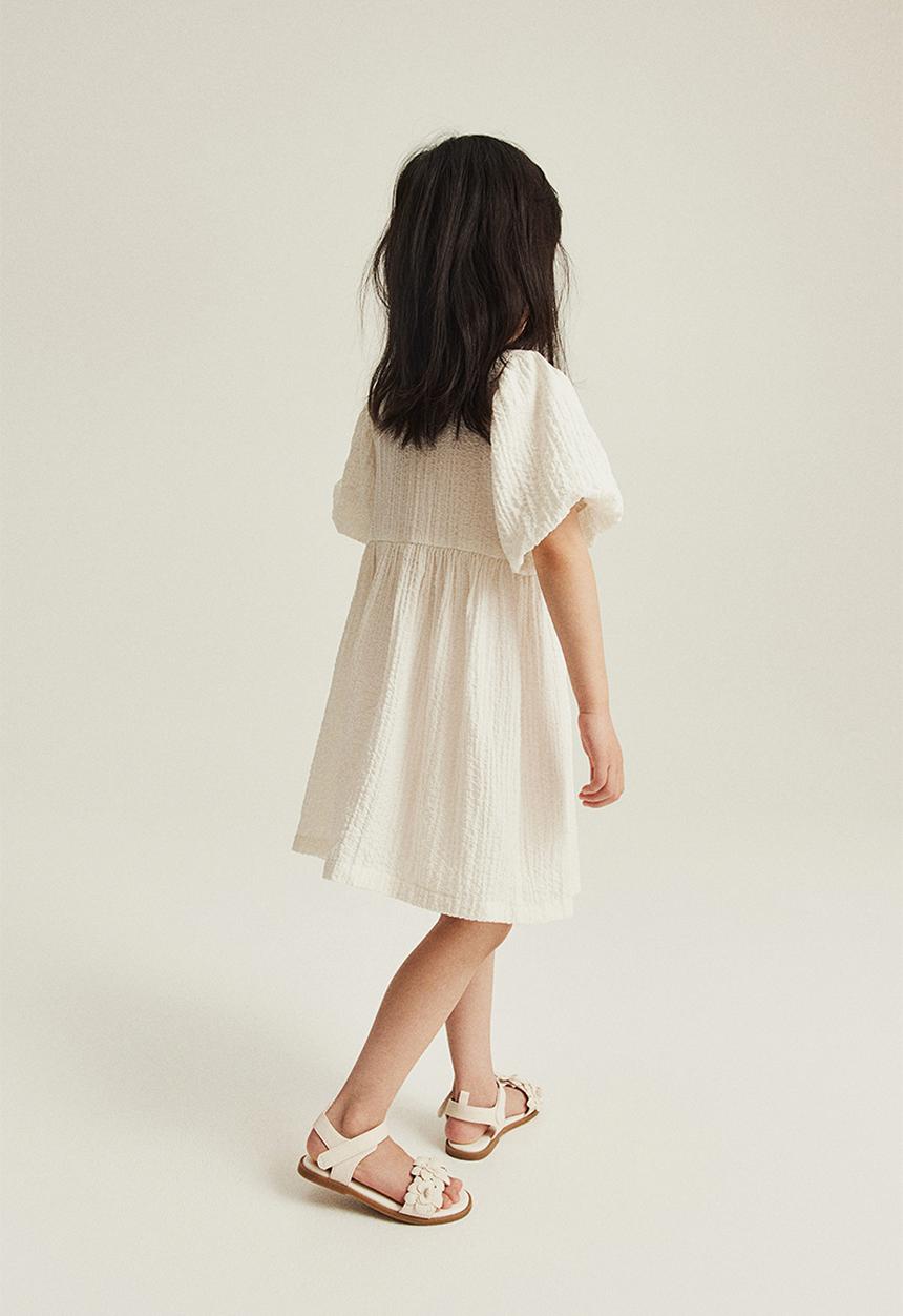 H&M - Puff-sleeved dress - white