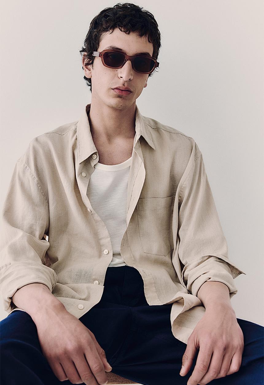 H&M - Relaxed fit linen-blend shirt - beige