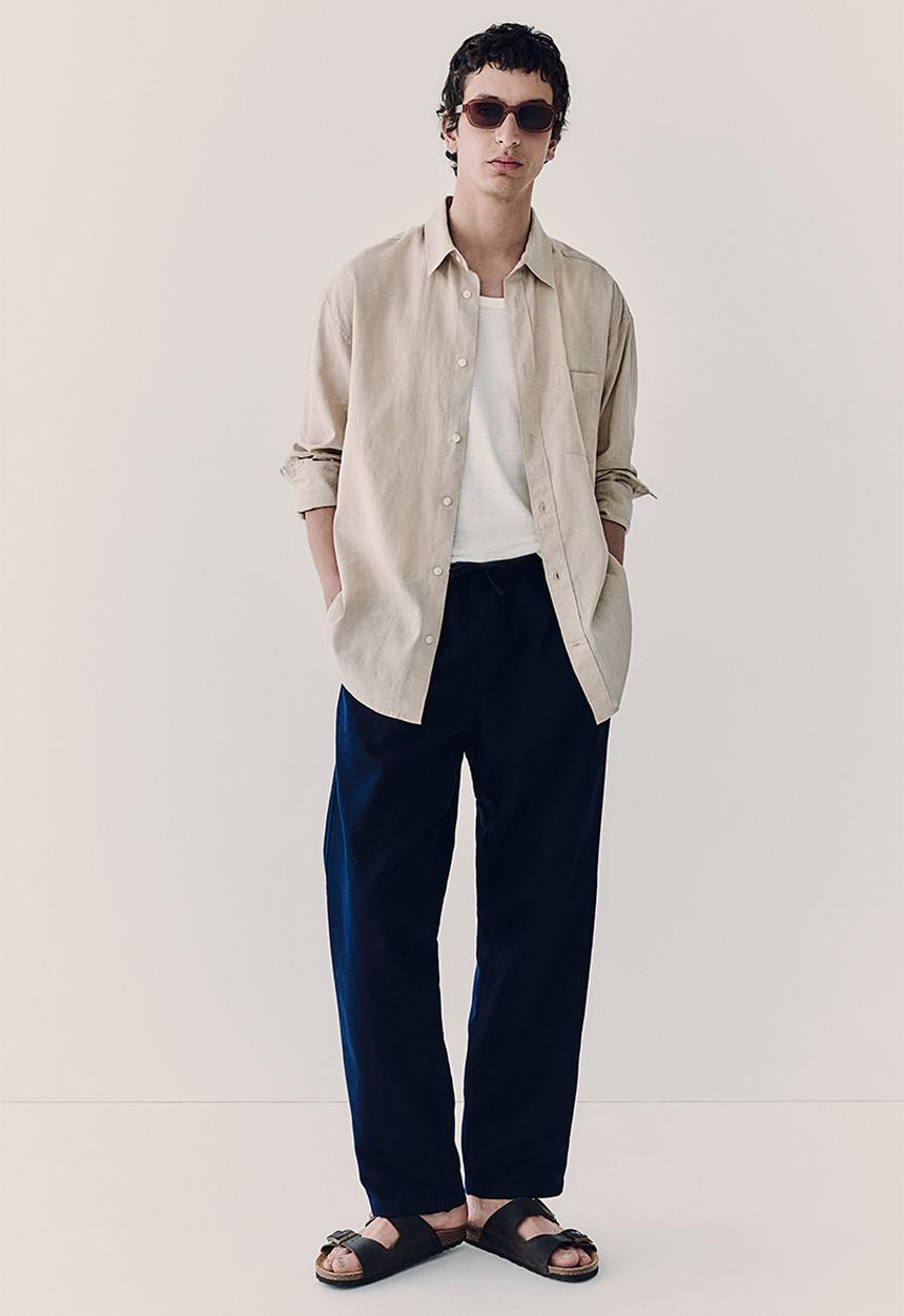 H&M - Relaxed fit linen-blend shirt - beige