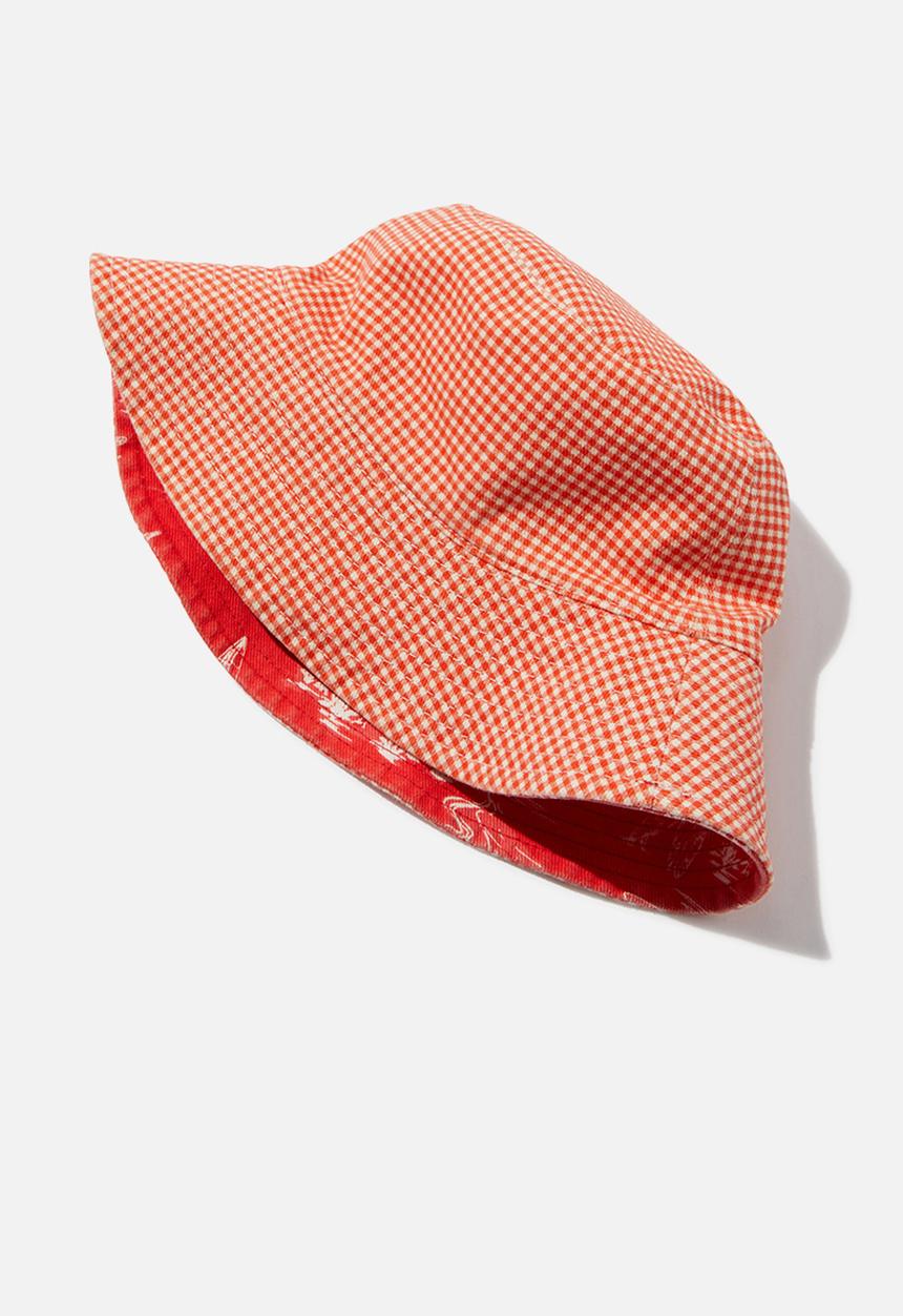 Rubi - Reversible bianca bucket hat - beachside toiles red/gingham