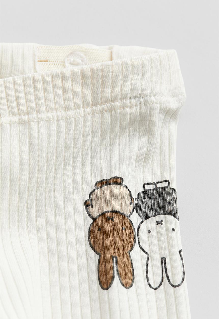 H&M - Patterned cotton leggings - white & miffy