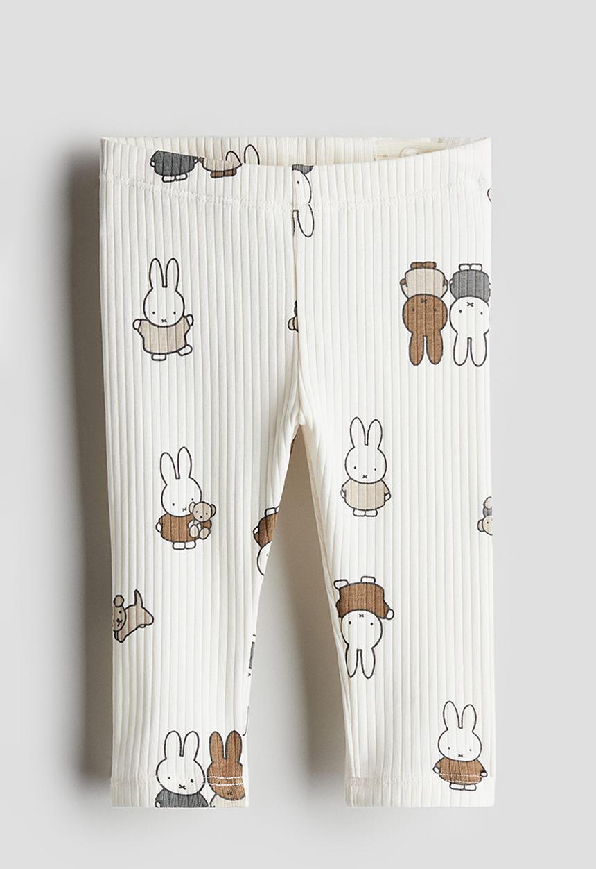 H&M - Patterned cotton leggings - white & miffy