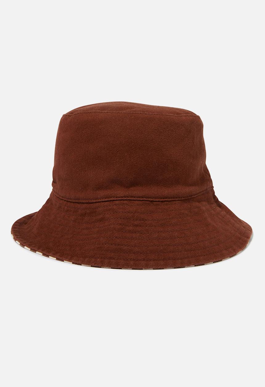 Rubi - Reversible bianca bucket hat - choc stripe