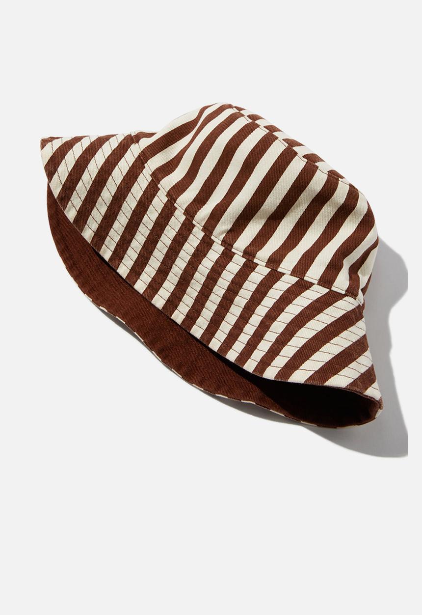 Rubi - Reversible bianca bucket hat - choc stripe