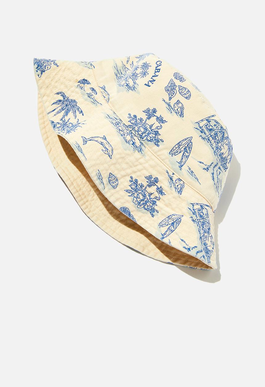 Rubi - Reversible bianca bucket hat - seaside treasures/white wash