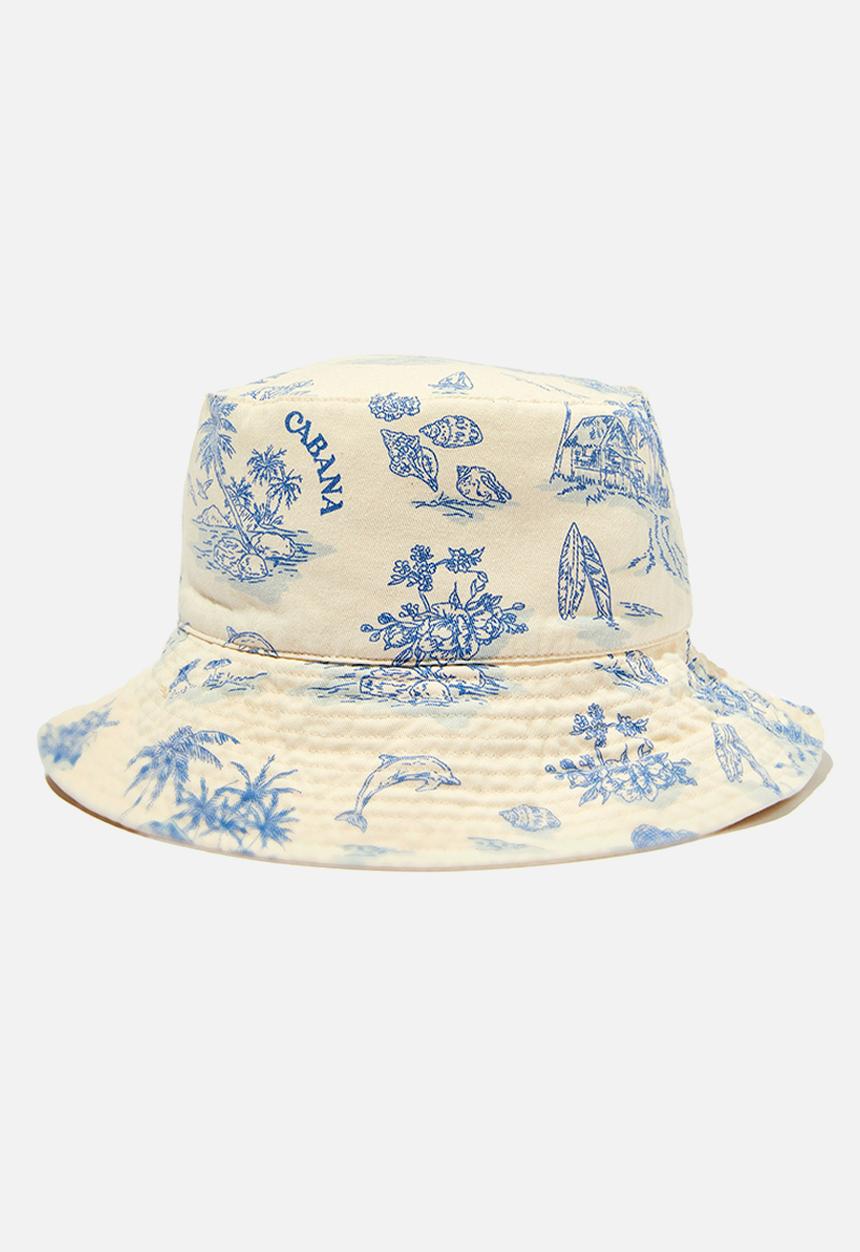 Rubi - Reversible bianca bucket hat - seaside treasures/white wash
