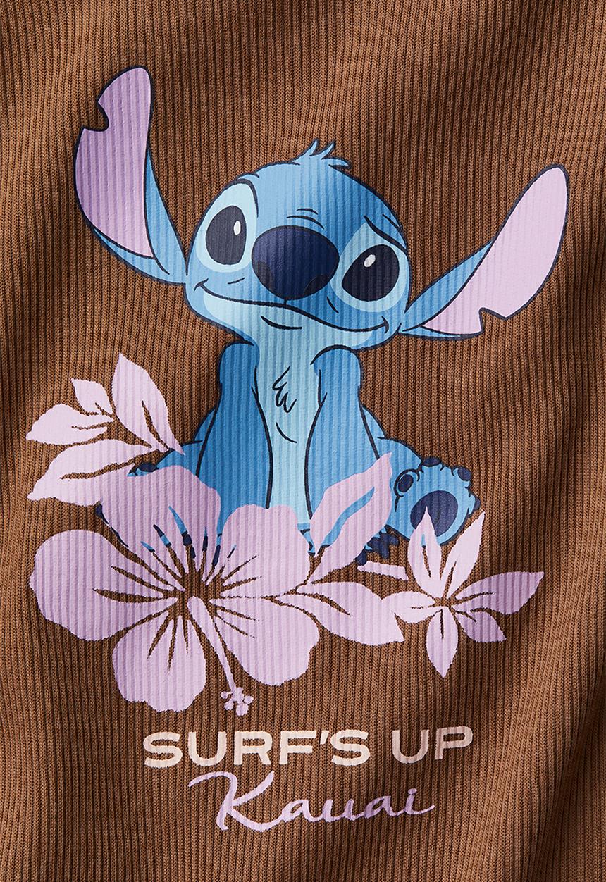 H&M - Ribbed T-shirt - brown lilo & stitch