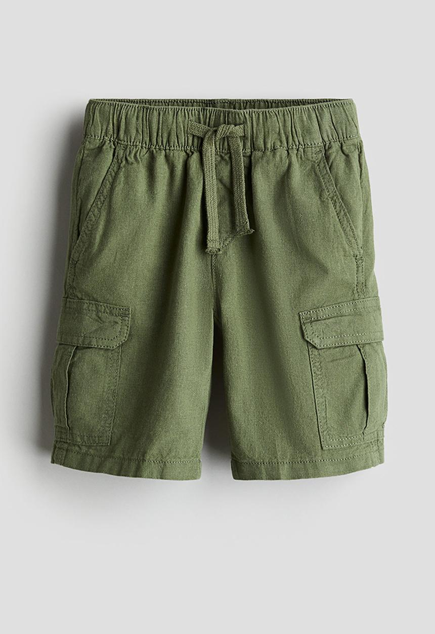 H&M - Linen-blend cargo shorts - khaki green