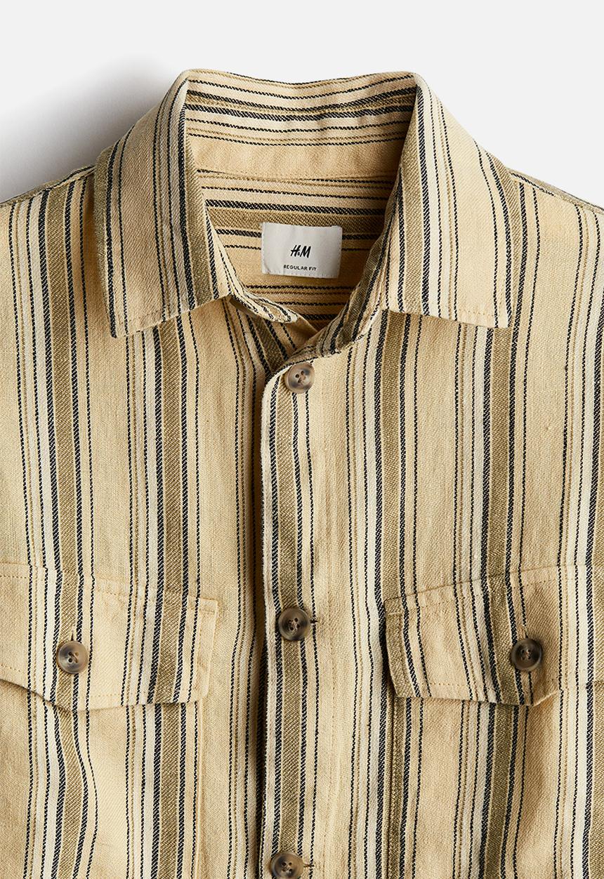 H&M - Regular fit linen shirt - beige striped