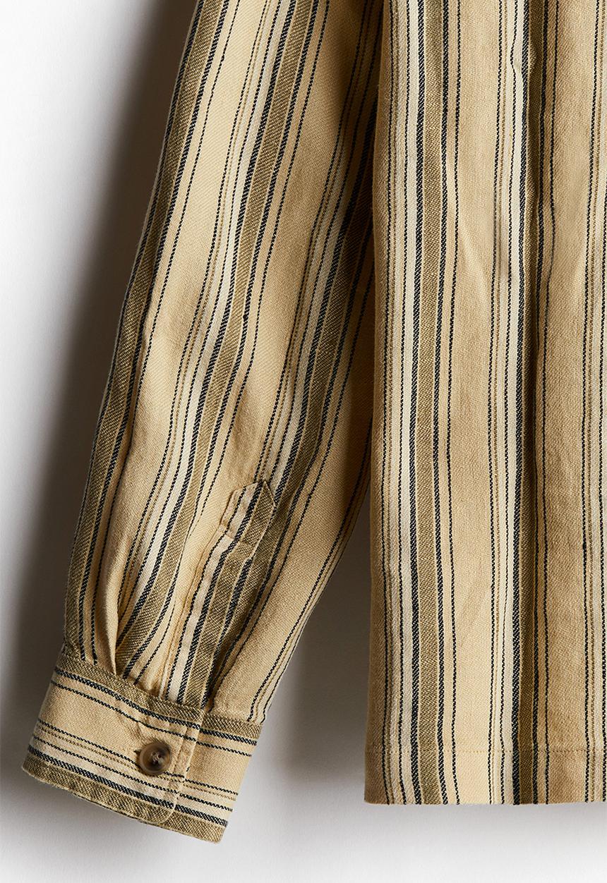 H&M - Regular fit linen shirt - beige striped