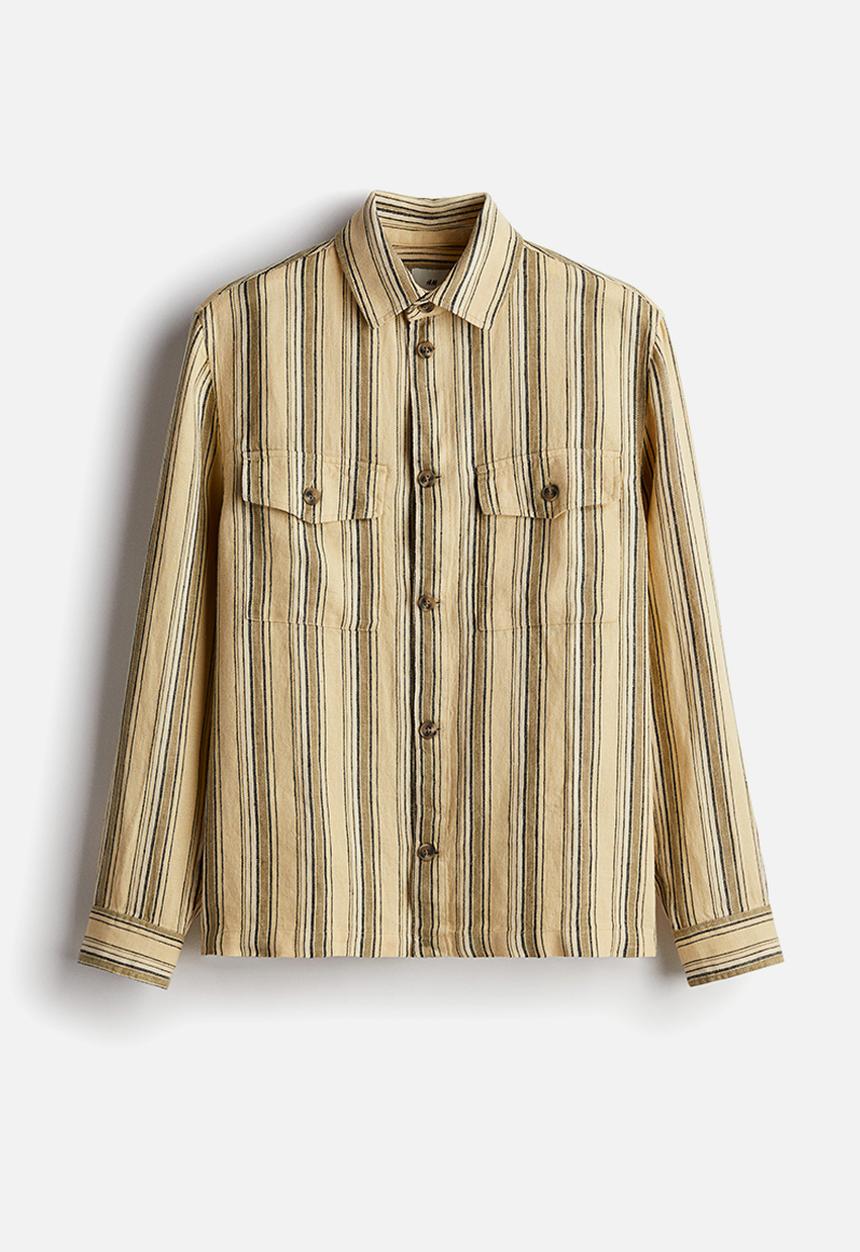 H&M - Regular fit linen shirt - beige striped