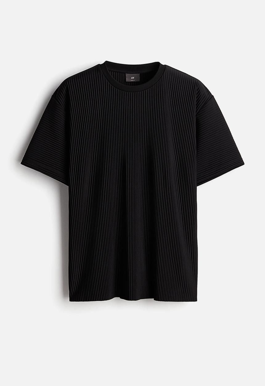 H&M - Loose fit pleated t-shirt - black