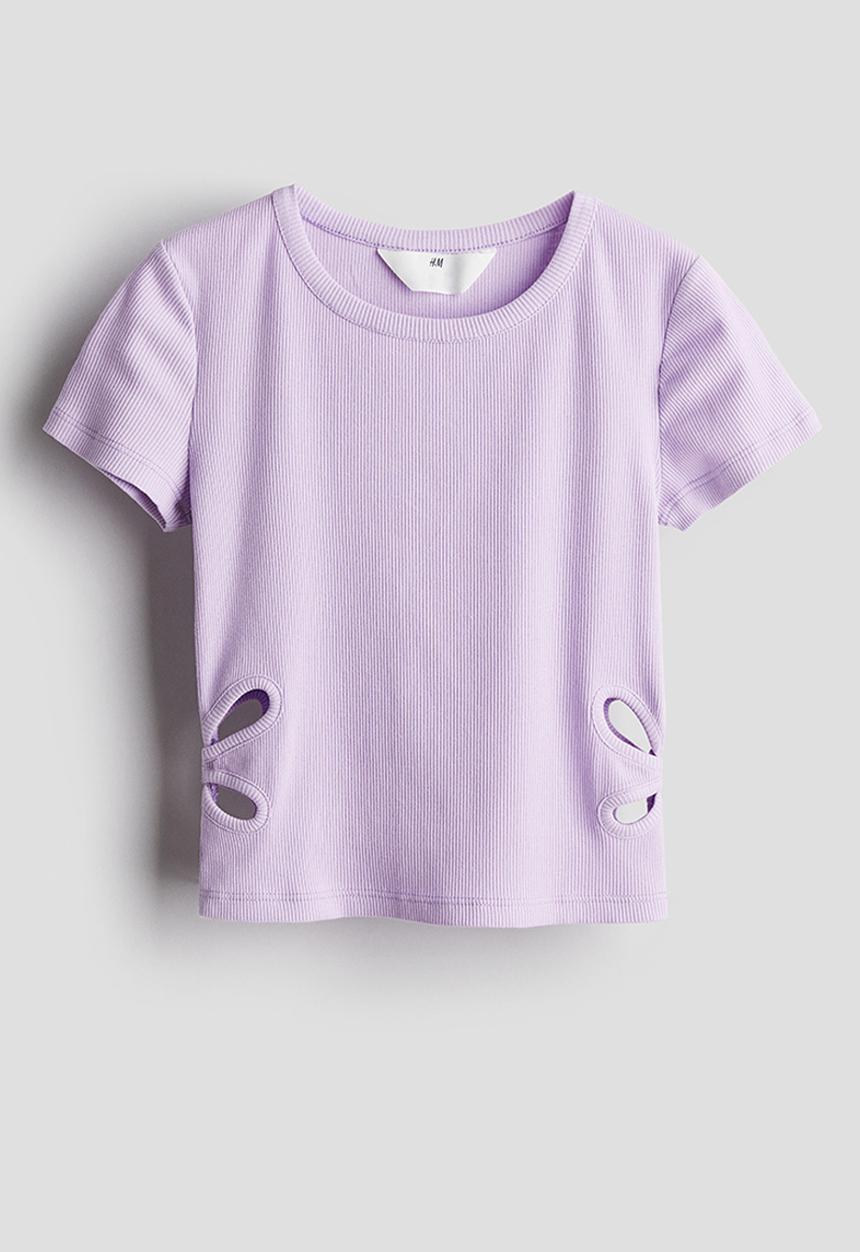 H&M - Ribbed T-shirt - light purple