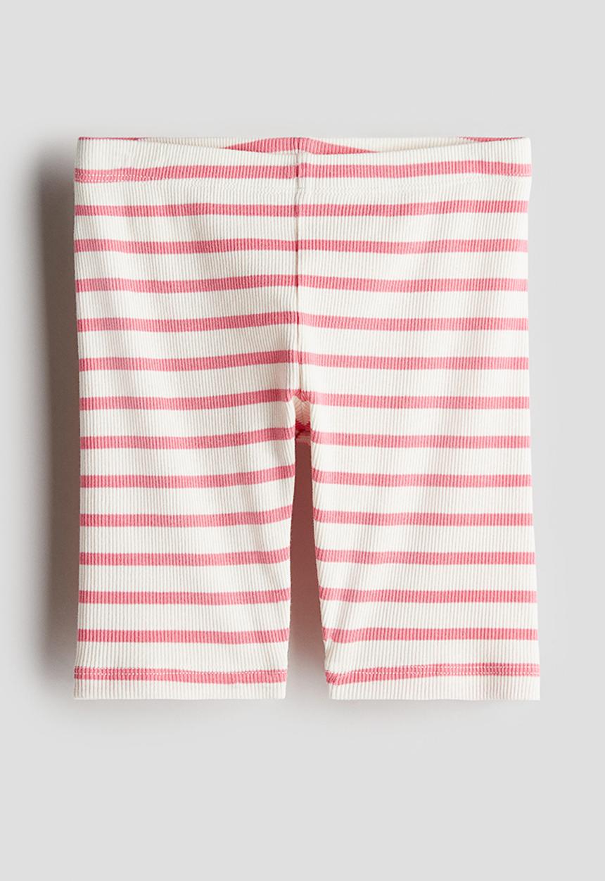 H&M - Ribbed cycling shorts - white & pink striped