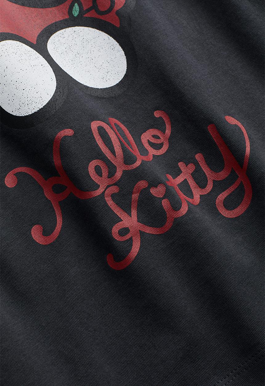 H&M - Oversized printed t-shirt - dark grey/hello kitty 