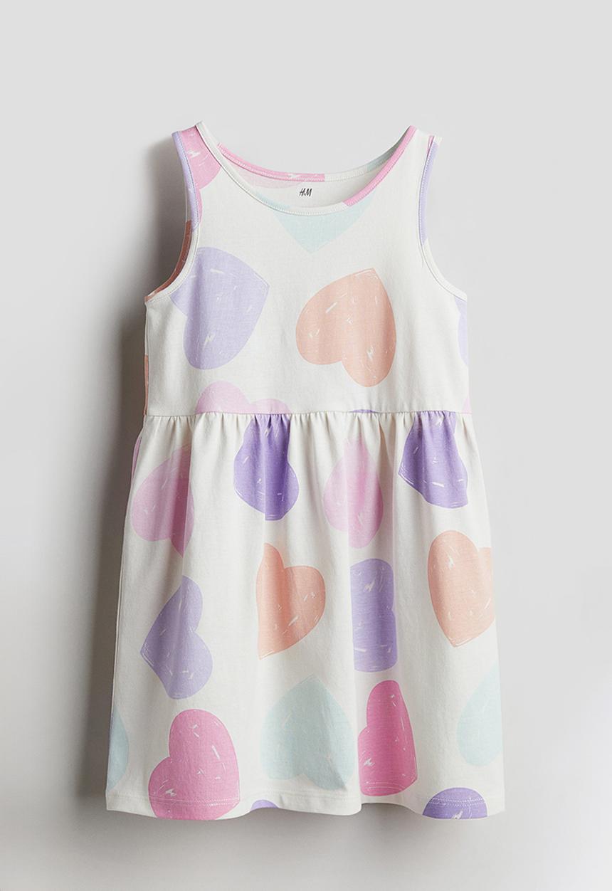 H&M - Patterned cotton dress - white & hearts
